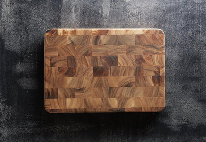 Gourmet Oslo End Grain Utility Cutting Board, 14 x 16 Inches, Natural Acacia Wood