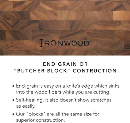 Gourmet Oslo End Grain Utility Cutting Board, 14 x 16 Inches, Natural Acacia Wood