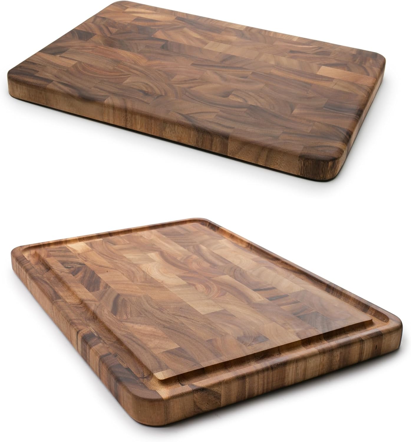 Gourmet Oslo End Grain Utility Cutting Board, 14 x 16 Inches, Natural Acacia Wood