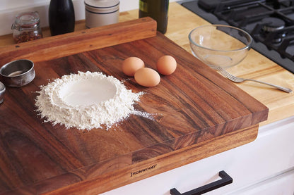 Gourmet Oslo End Grain Utility Cutting Board, 14 x 16 Inches, Natural Acacia Wood