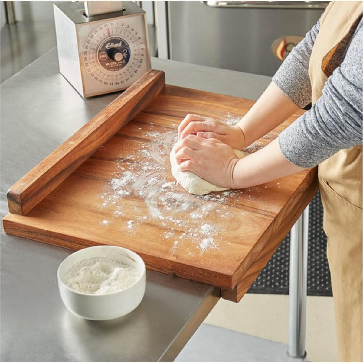 Gourmet Oslo End Grain Utility Cutting Board, 14 x 16 Inches, Natural Acacia Wood