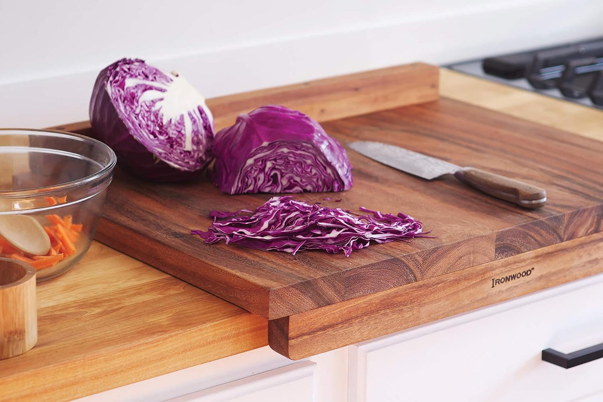 Gourmet Oslo End Grain Utility Cutting Board, 14 x 16 Inches, Natural Acacia Wood