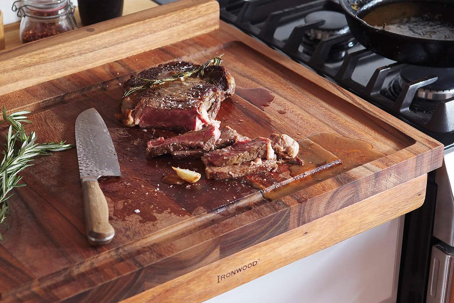 Gourmet Oslo End Grain Utility Cutting Board, 14 x 16 Inches, Natural Acacia Wood