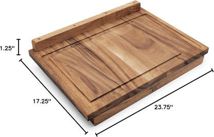 Gourmet Oslo End Grain Utility Cutting Board, 14 x 16 Inches, Natural Acacia Wood