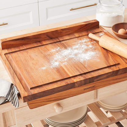 Gourmet Oslo End Grain Utility Cutting Board, 14 x 16 Inches, Natural Acacia Wood