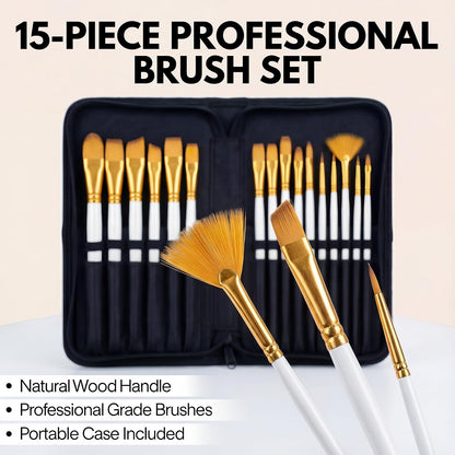 17Pcs Paint Brush Set with Palette Knife & Sponge, Standing Storage Case as Brush Holder, Professional Artist Brushes for Acrylic, Oil, Watercolor