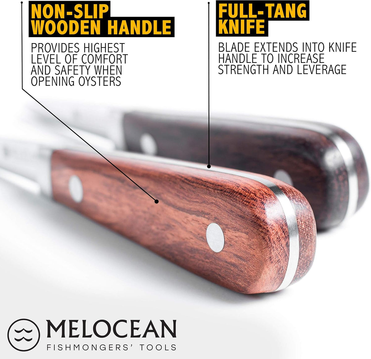 Professional Oyster Shucking Knife Set of 2 in Wooden Gift Box