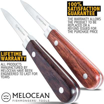 Professional Oyster Shucking Knife Set of 2 in Wooden Gift Box