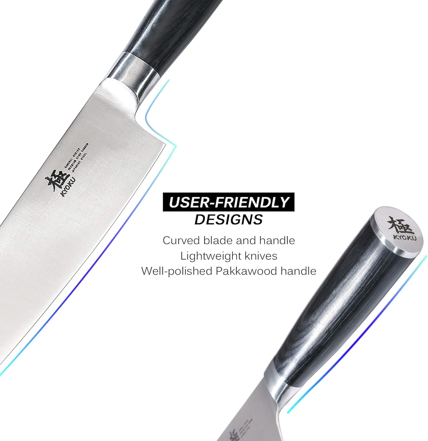 Carving Knife Set, Daimyo Series 8" Carving Knife and Fork, Japanese Style 440C Stainless Steel Meat Cutting Knife for Winter Christmas Turkey