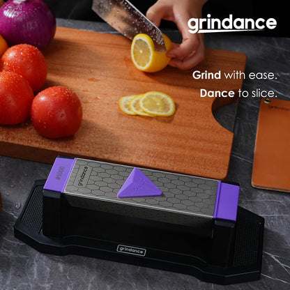 3-Sided 400/1000/8000 Grit Diamond Sharpening Whetstone Kit | Angle Guide, Non-Slip Base, Leather Strop, Protective Glove Included, Knife Sharpener for Kitchen/Hunting/Outdoor Knives