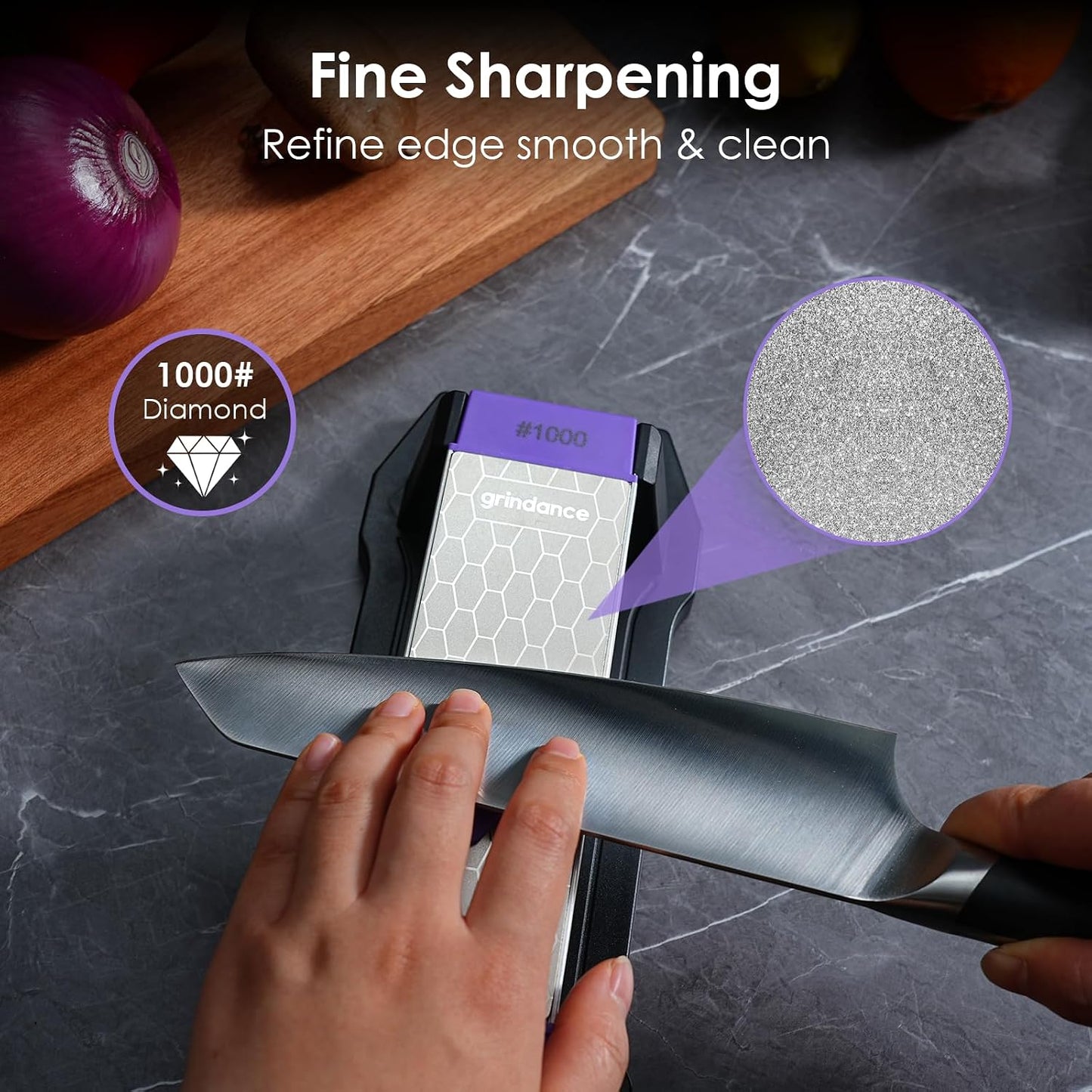 3-Sided 400/1000/8000 Grit Diamond Sharpening Whetstone Kit | Angle Guide, Non-Slip Base, Leather Strop, Protective Glove Included, Knife Sharpener for Kitchen/Hunting/Outdoor Knives