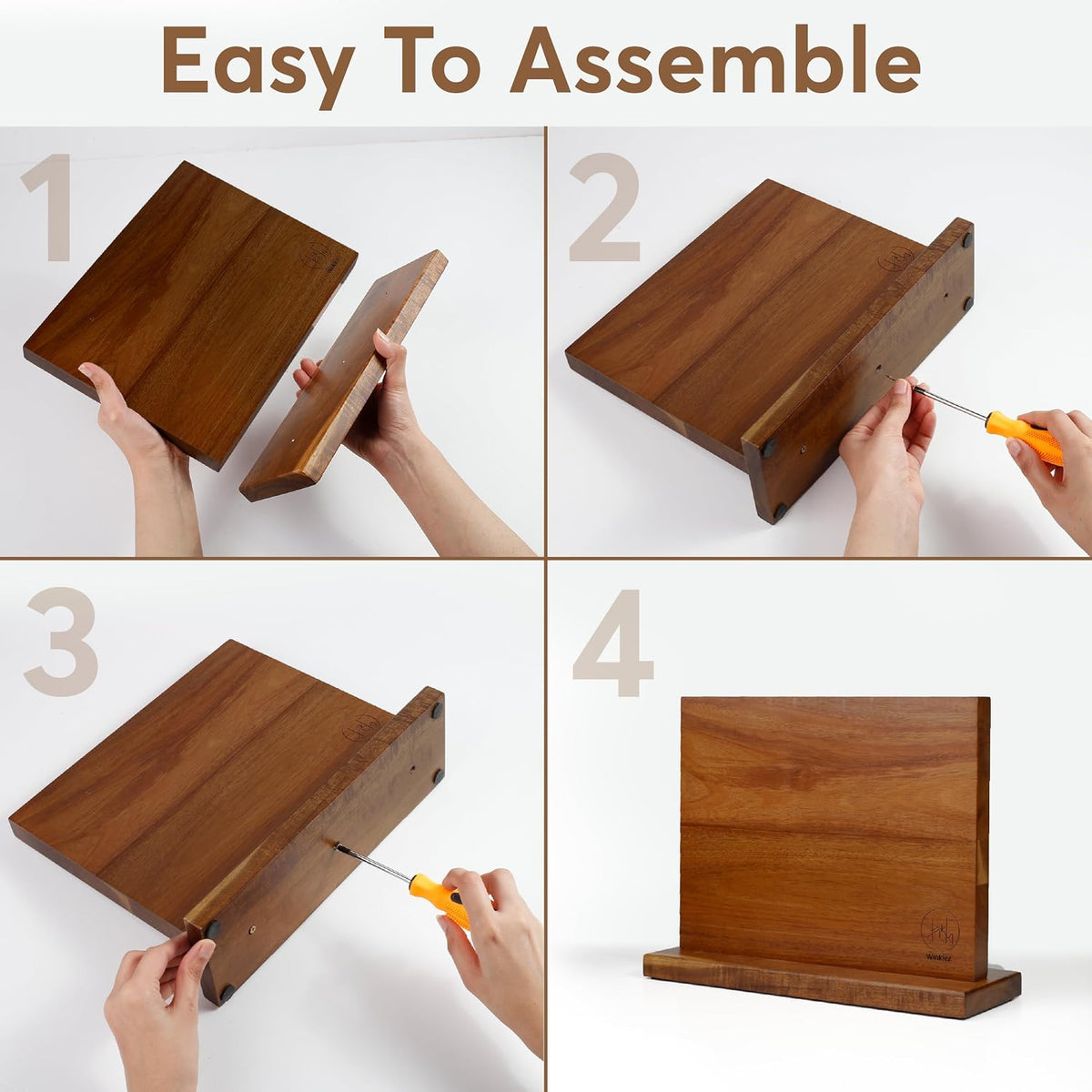Magnetic Knife Block, 12 x 10 Inches – Strong Double-Sided Magnetic Knife Holder, Acacia Wood Knife Holder for Kitchen Counter, Multifunctional Storage for Home Kitchen (Brown)