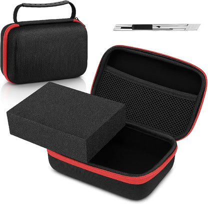 EVA Hard Case with Customizable Foam 7.8 x 6.3 x 3.5 Inch Protective EVA Carrying Case Shockproof Outdoor for Camera, Digital Products, Electronic Instruments with Knife, Black and Red