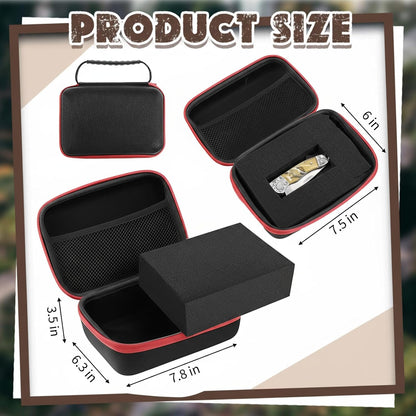EVA Hard Case with Customizable Foam 7.8 x 6.3 x 3.5 Inch Protective EVA Carrying Case Shockproof Outdoor for Camera, Digital Products, Electronic Instruments with Knife, Black and Red