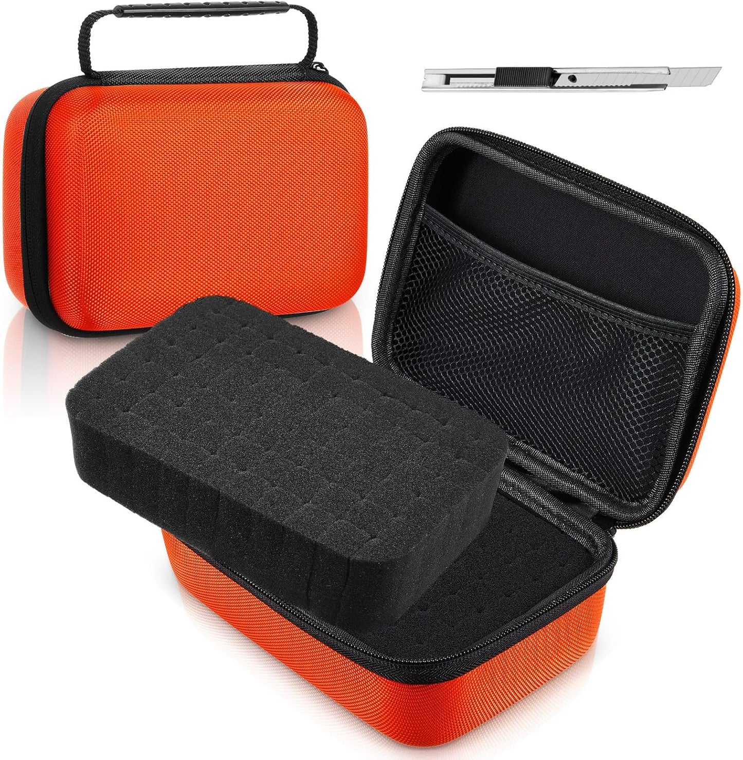 EVA Hard Case with Customizable Foam 7.8 x 6.3 x 3.5 Inch Protective EVA Carrying Case Shockproof Outdoor for Camera, Digital Products, Electronic Instruments with Knife, Black and Red