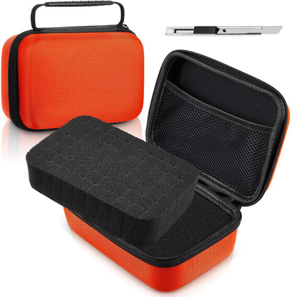 EVA Hard Case with Customizable Foam 7.8 x 6.3 x 3.5 Inch Protective EVA Carrying Case Shockproof Outdoor for Camera, Digital Products, Electronic Instruments with Knife, Black and Red