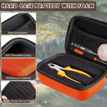 EVA Hard Case with Customizable Foam 7.8 x 6.3 x 3.5 Inch Protective EVA Carrying Case Shockproof Outdoor for Camera, Digital Products, Electronic Instruments with Knife, Black and Red