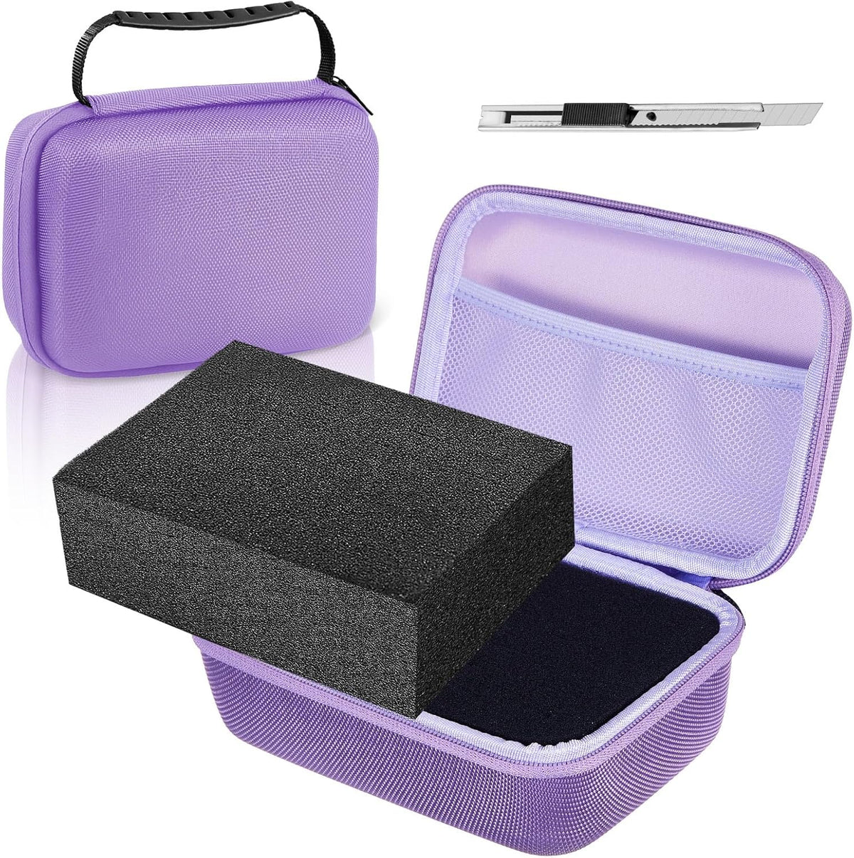 EVA Hard Case with Customizable Foam 7.8 x 6.3 x 3.5 Inch Protective EVA Carrying Case Shockproof Outdoor for Camera, Digital Products, Electronic Instruments with Knife, Black and Red