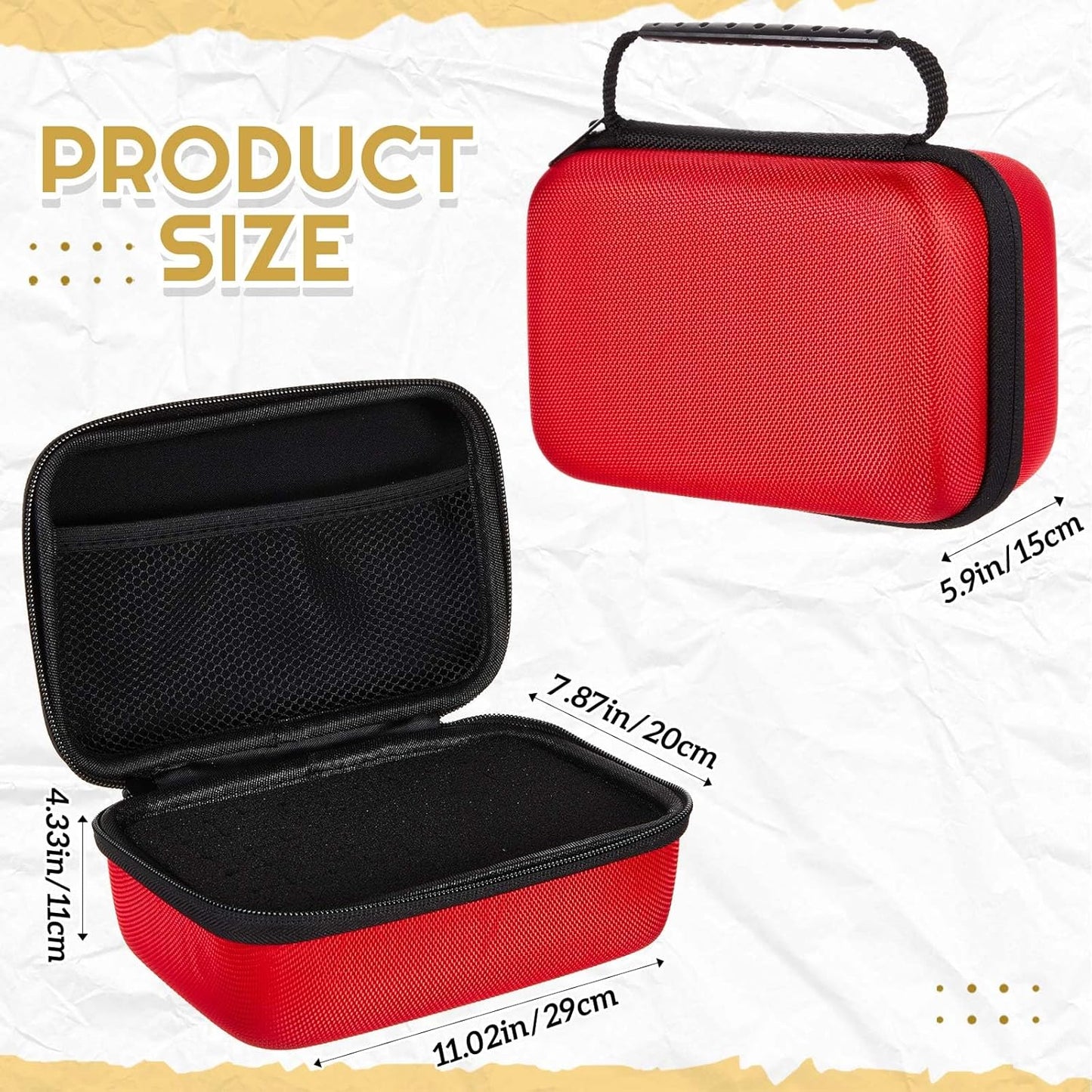 EVA Hard Case with Customizable Foam 7.8 x 6.3 x 3.5 Inch Protective EVA Carrying Case Shockproof Outdoor for Camera, Digital Products, Electronic Instruments with Knife, Black and Red
