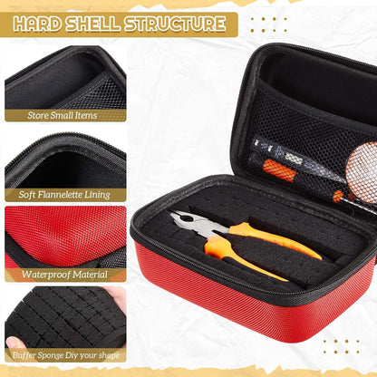 EVA Hard Case with Customizable Foam 7.8 x 6.3 x 3.5 Inch Protective EVA Carrying Case Shockproof Outdoor for Camera, Digital Products, Electronic Instruments with Knife, Black and Red