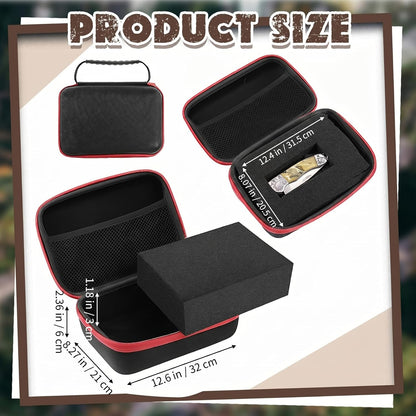 EVA Hard Case with Customizable Foam 7.8 x 6.3 x 3.5 Inch Protective EVA Carrying Case Shockproof Outdoor for Camera, Digital Products, Electronic Instruments with Knife, Black and Red