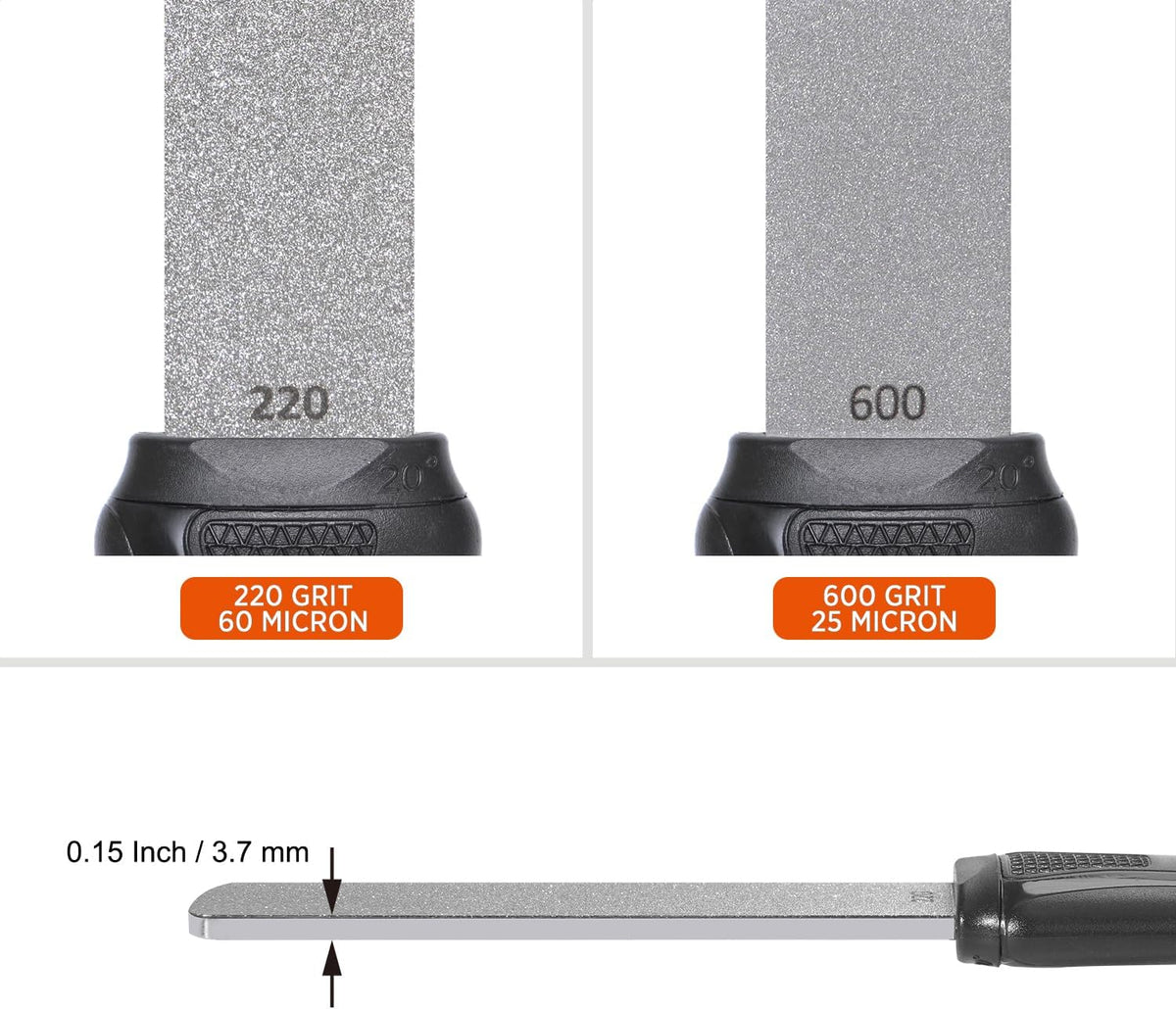 120N Dual-Grit Diamond Sharpening Stone Garden Tool File | Extra Coarse 200 / Fine 600 Grit, Knife Sharpener For Lawn Mower Blade, Axe, Hatchet, Hedge Shears, Chisels, Drills
