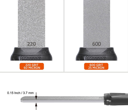 120N Dual-Grit Diamond Sharpening Stone Garden Tool File | Extra Coarse 200 / Fine 600 Grit, Knife Sharpener For Lawn Mower Blade, Axe, Hatchet, Hedge Shears, Chisels, Drills