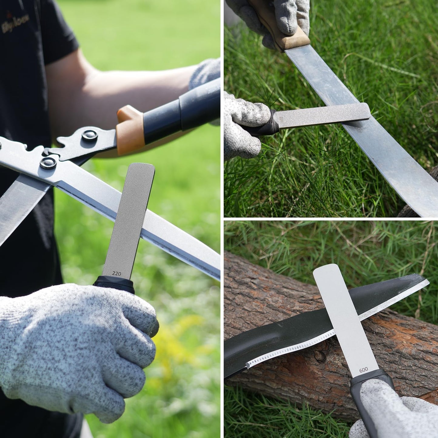 120N Dual-Grit Diamond Sharpening Stone Garden Tool File | Extra Coarse 200 / Fine 600 Grit, Knife Sharpener For Lawn Mower Blade, Axe, Hatchet, Hedge Shears, Chisels, Drills