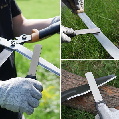 120N Dual-Grit Diamond Sharpening Stone Garden Tool File | Extra Coarse 200 / Fine 600 Grit, Knife Sharpener For Lawn Mower Blade, Axe, Hatchet, Hedge Shears, Chisels, Drills