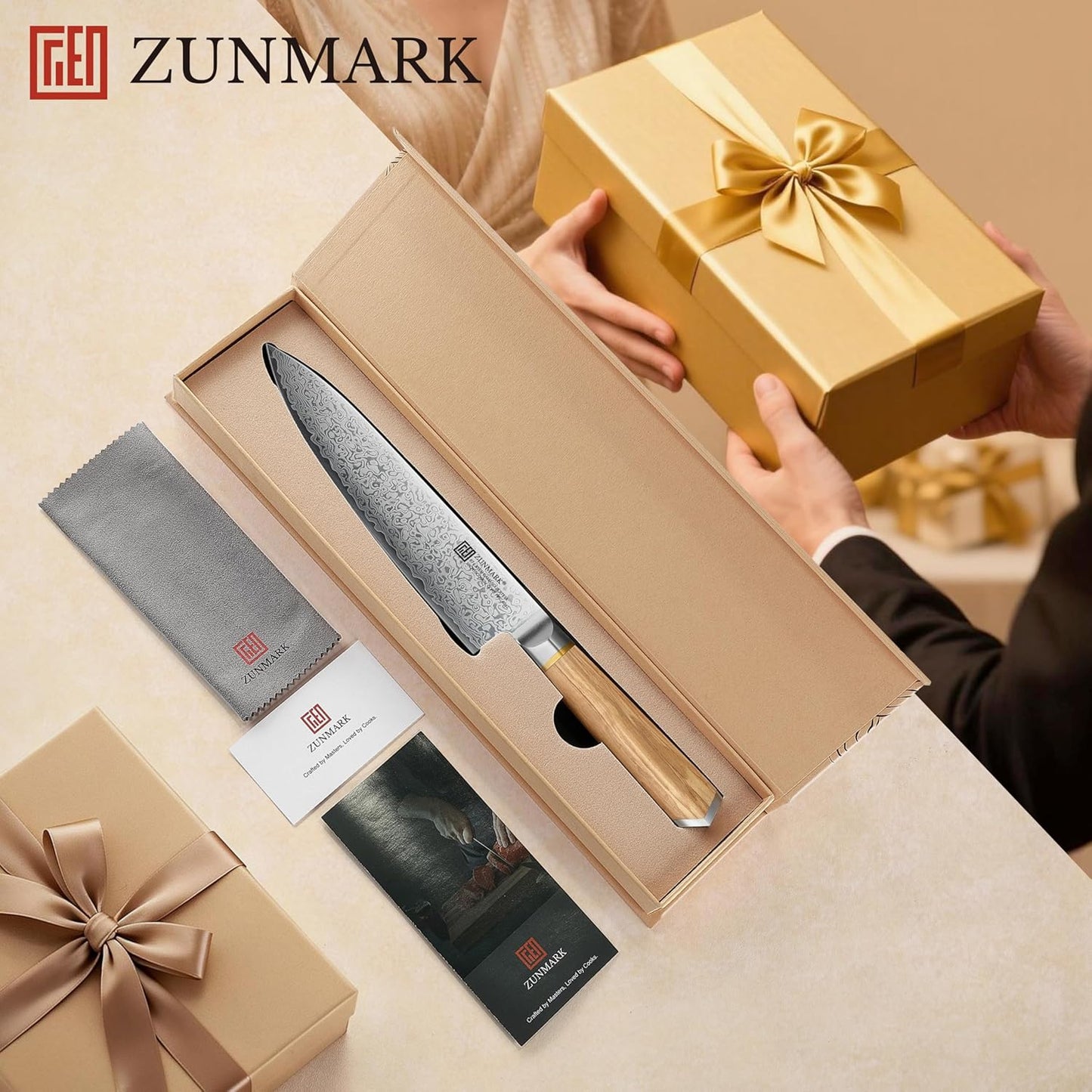 8 Inch Chef Knife, 67-Layer Damascus Steel Kitchen Knives with 10Cr15CoMoV Premium Steel Core, Hybrid Diamond-Oval Olive Wood Handle Japanese Knife, 13° Blade Ultra-Sharp Cooking Knives, Gift fo r Him