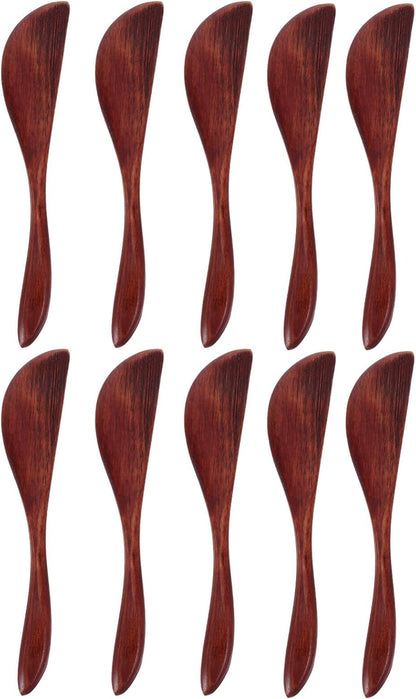 10Pcs Wooden Butter Spreaders 5.90 Inch Nanmu Breakfast Knives for Jam Cheese Cake Spreading Kitchen Tool Flatware Set