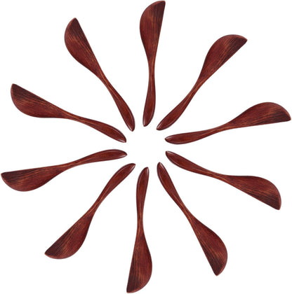 10Pcs Wooden Butter Spreaders 5.90 Inch Nanmu Breakfast Knives for Jam Cheese Cake Spreading Kitchen Tool Flatware Set