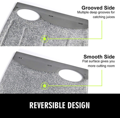Small Plastic Cutting Board Set of 2 with Multiple Juice Grooves, 9.8" x 7" | Mini Cutting Board for Small Kitchen Tasks, Non Slip Edges, BPA Free, Non-Porous, Dishwasher Safe