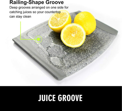 Small Plastic Cutting Board Set of 2 with Multiple Juice Grooves, 9.8" x 7" | Mini Cutting Board for Small Kitchen Tasks, Non Slip Edges, BPA Free, Non-Porous, Dishwasher Safe