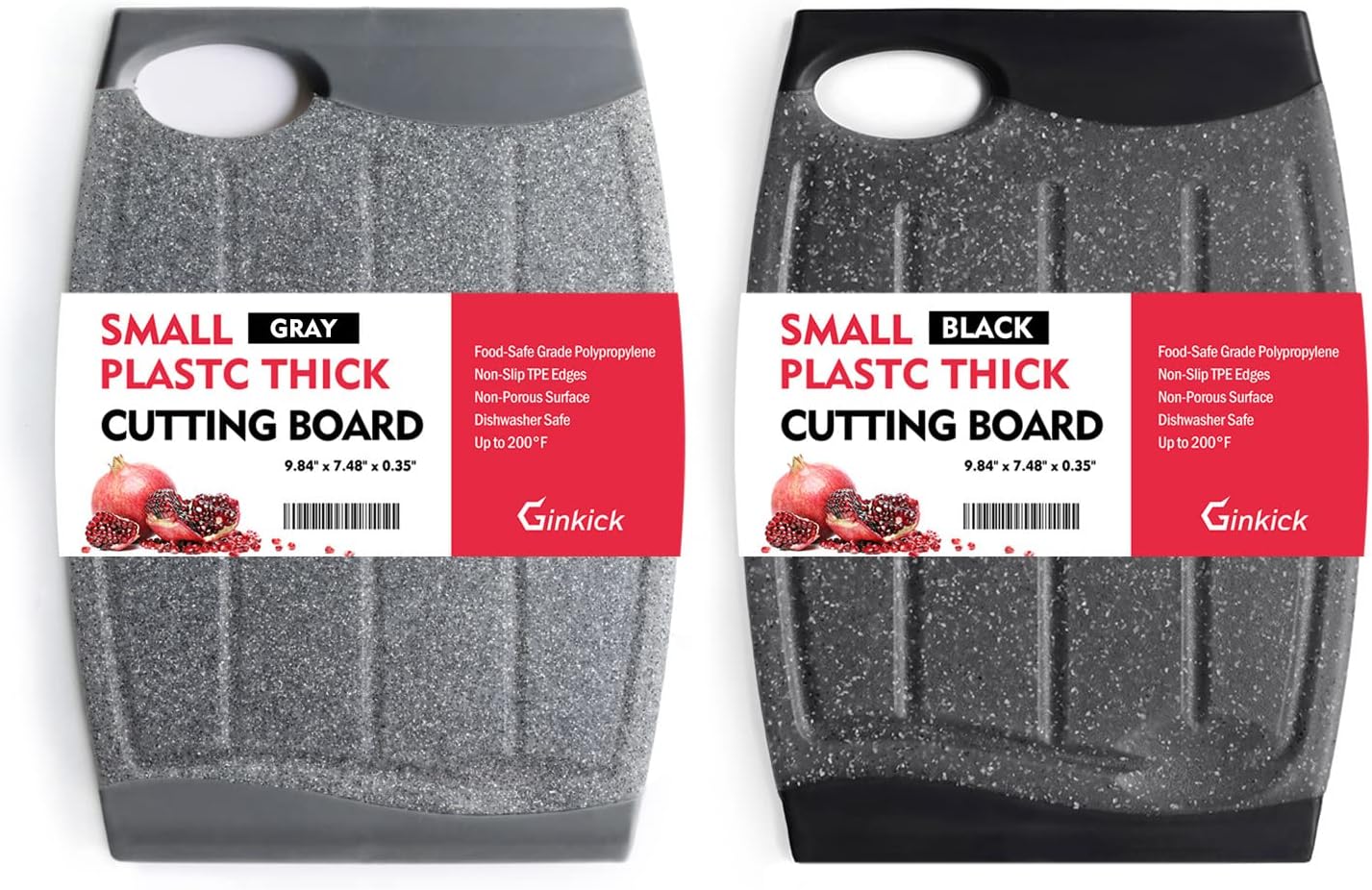 Small Plastic Cutting Board Set of 2 with Multiple Juice Grooves, 9.8" x 7" | Mini Cutting Board for Small Kitchen Tasks, Non Slip Edges, BPA Free, Non-Porous, Dishwasher Safe