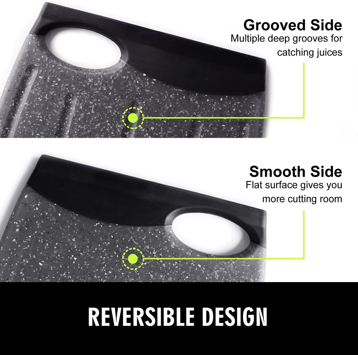 Small Plastic Cutting Board Set of 2 with Multiple Juice Grooves, 9.8" x 7" | Mini Cutting Board for Small Kitchen Tasks, Non Slip Edges, BPA Free, Non-Porous, Dishwasher Safe