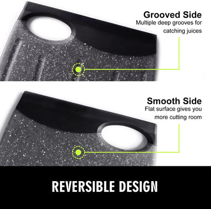 Small Plastic Cutting Board Set of 2 with Multiple Juice Grooves, 9.8" x 7" | Mini Cutting Board for Small Kitchen Tasks, Non Slip Edges, BPA Free, Non-Porous, Dishwasher Safe