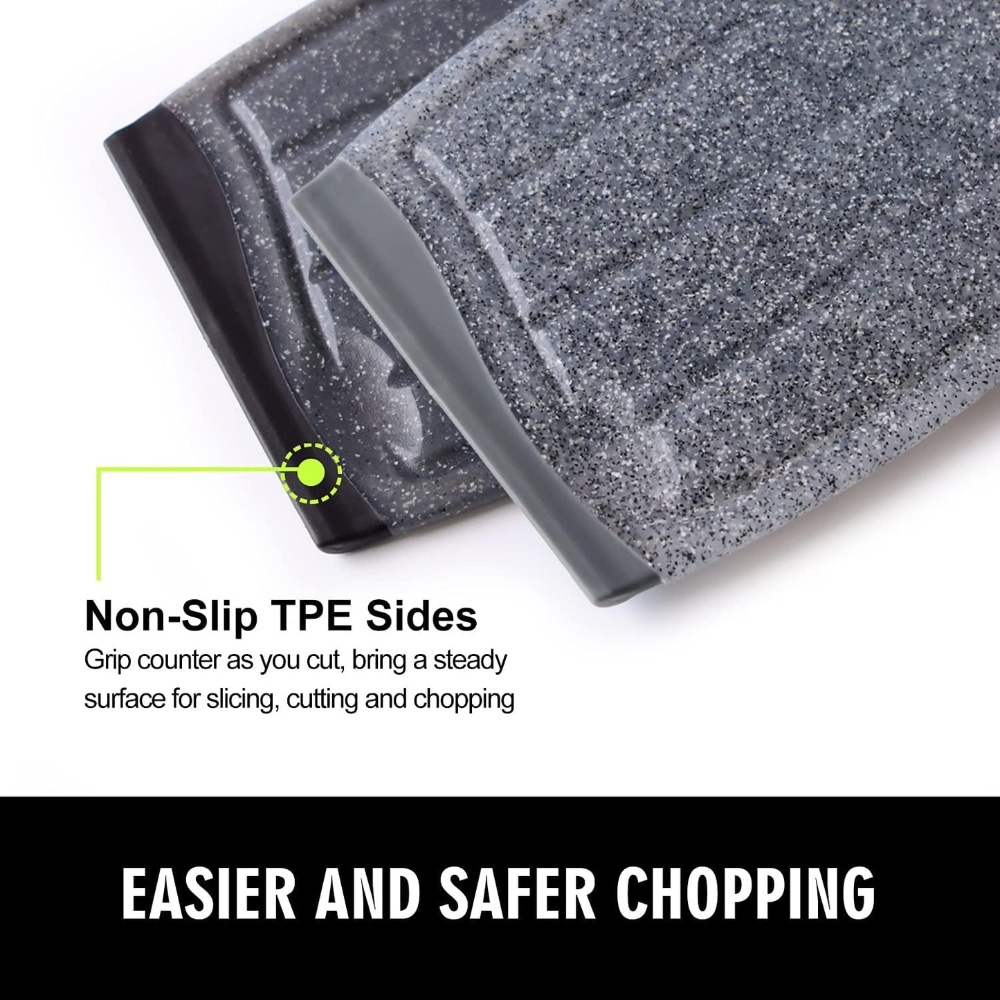 Small Plastic Cutting Board Set of 2 with Multiple Juice Grooves, 9.8" x 7" | Mini Cutting Board for Small Kitchen Tasks, Non Slip Edges, BPA Free, Non-Porous, Dishwasher Safe