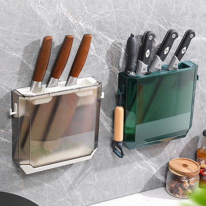 Wall Mounted Knife Holder No Drill, Self-Adhesive Kitchen Knife Storage Rack with Scratch Sticker for Utensils, Tools, Scissors, Organizer for Home, Garage, RV