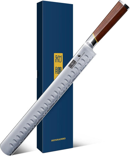 12" Brisket Slicing Knife, Japanese Carving Knife for Meat & BBQ | High Carbon Steel Slicing Knife, Razor Sharp Butcher Knife with Ergonomic Handle & Roast Beef, Turkey, Grilling Gift for Men