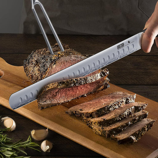 12" Brisket Slicing Knife, Japanese Carving Knife for Meat & BBQ | High Carbon Steel Slicing Knife, Razor Sharp Butcher Knife with Ergonomic Handle & Roast Beef, Turkey, Grilling Gift for Men