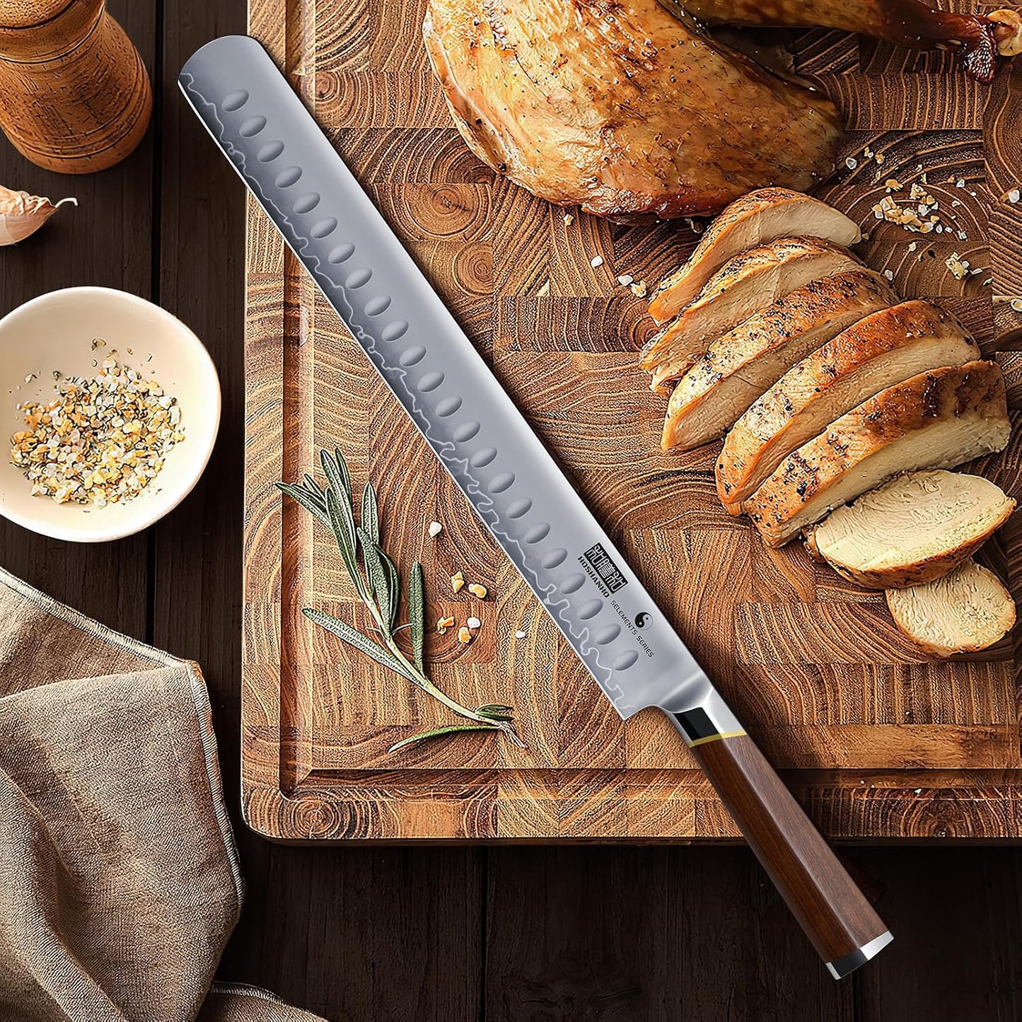 12" Brisket Slicing Knife, Japanese Carving Knife for Meat & BBQ | High Carbon Steel Slicing Knife, Razor Sharp Butcher Knife with Ergonomic Handle & Roast Beef, Turkey, Grilling Gift for Men