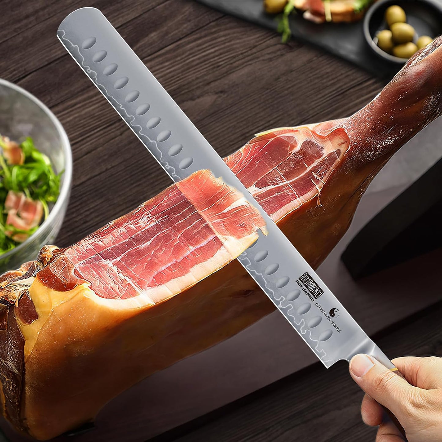 12" Brisket Slicing Knife, Japanese Carving Knife for Meat & BBQ | High Carbon Steel Slicing Knife, Razor Sharp Butcher Knife with Ergonomic Handle & Roast Beef, Turkey, Grilling Gift for Men