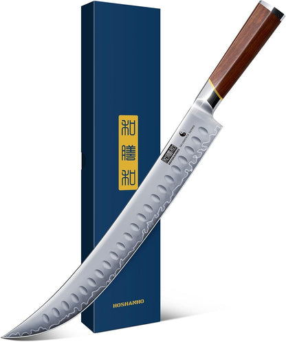12" Brisket Slicing Knife, Japanese Carving Knife for Meat & BBQ | High Carbon Steel Slicing Knife, Razor Sharp Butcher Knife with Ergonomic Handle & Roast Beef, Turkey, Grilling Gift for Men