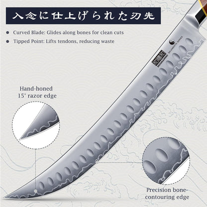 12" Brisket Slicing Knife, Japanese Carving Knife for Meat & BBQ | High Carbon Steel Slicing Knife, Razor Sharp Butcher Knife with Ergonomic Handle & Roast Beef, Turkey, Grilling Gift for Men
