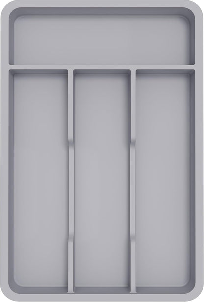 Silverware Drawer Organizer Tray, Plastic Cutlery Storage for Kitchen, Flatware and Utensil Holder Divider for Spoons Forks Knives Tableware, 9.1 x 12.6", 5 Slots, Black