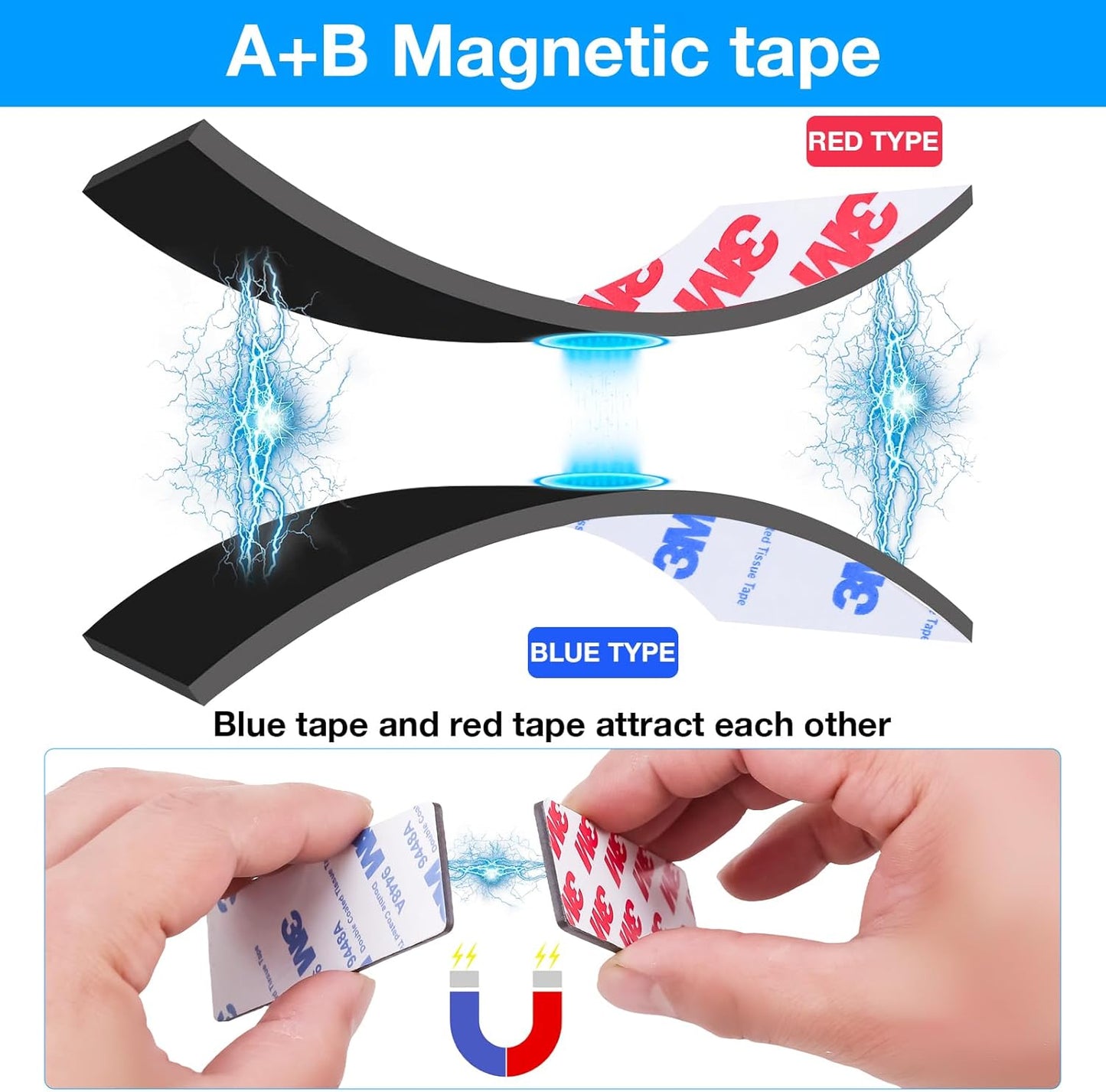 2 Rolls a+b Magnetic Tapes, Flexible Magnet Strips with Adhesive Backing, 10 Feet x 0.5"W Each Roll for DIY, Crafting, and Organizational Projects.