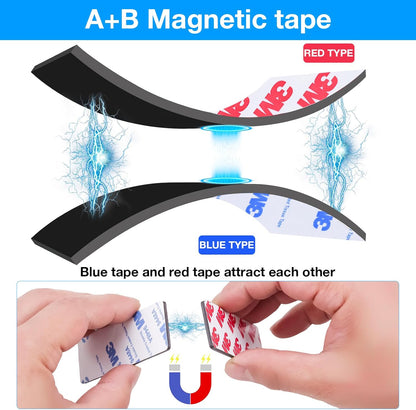 2 Rolls a+b Magnetic Tapes, Flexible Magnet Strips with Adhesive Backing, 10 Feet x 0.5"W Each Roll for DIY, Crafting, and Organizational Projects.
