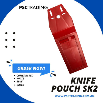 SK2 Heavy Duty Chef Knife Board with 2 Slots - Professional Belt Pouch 9" Inch Double Knife Scabbard - Butcher Knife Holder Lightweight, Perfect for Butcher or Abattoir Worker - Red