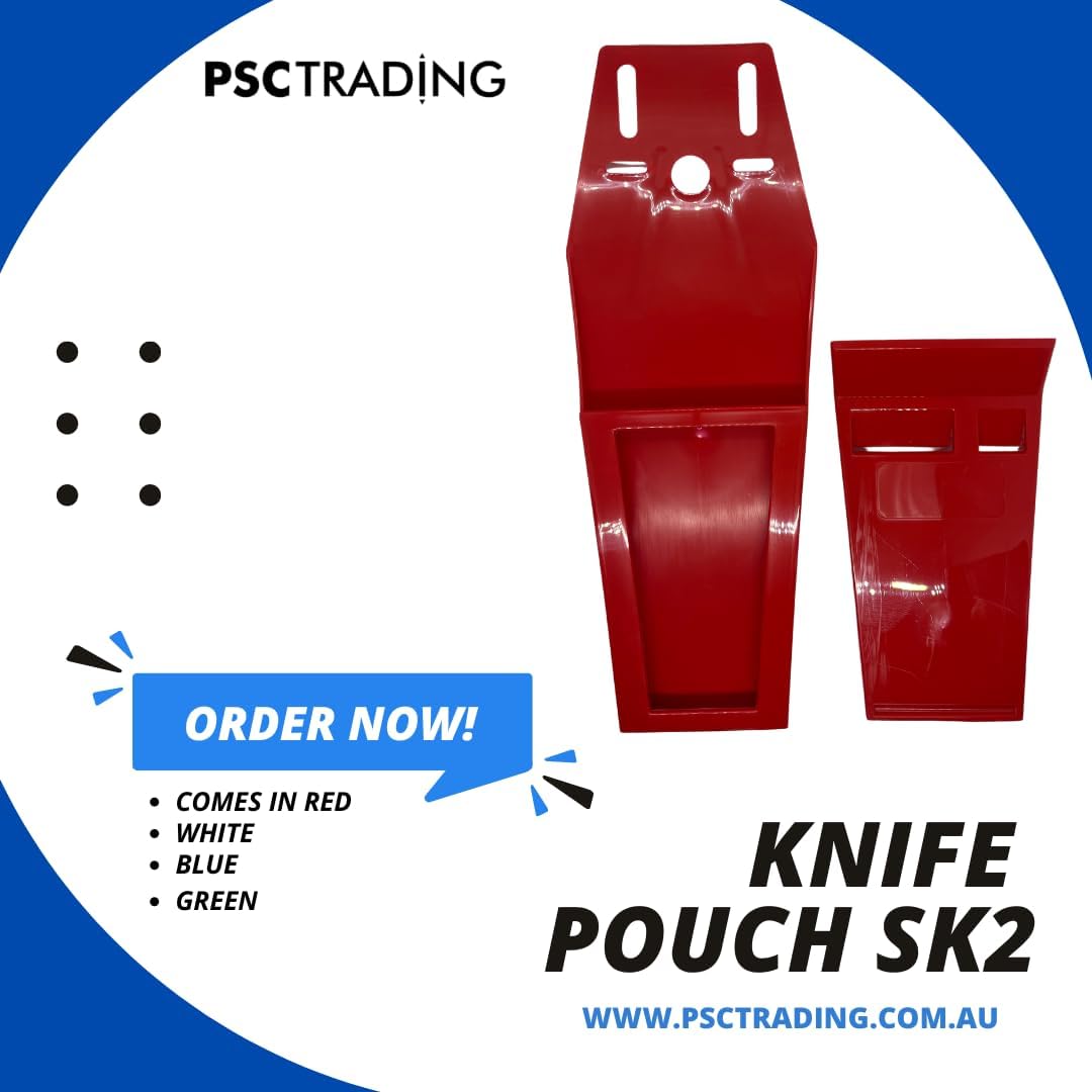 SK2 Heavy Duty Chef Knife Board with 2 Slots - Professional Belt Pouch 9" Inch Double Knife Scabbard - Butcher Knife Holder Lightweight, Perfect for Butcher or Abattoir Worker - Red